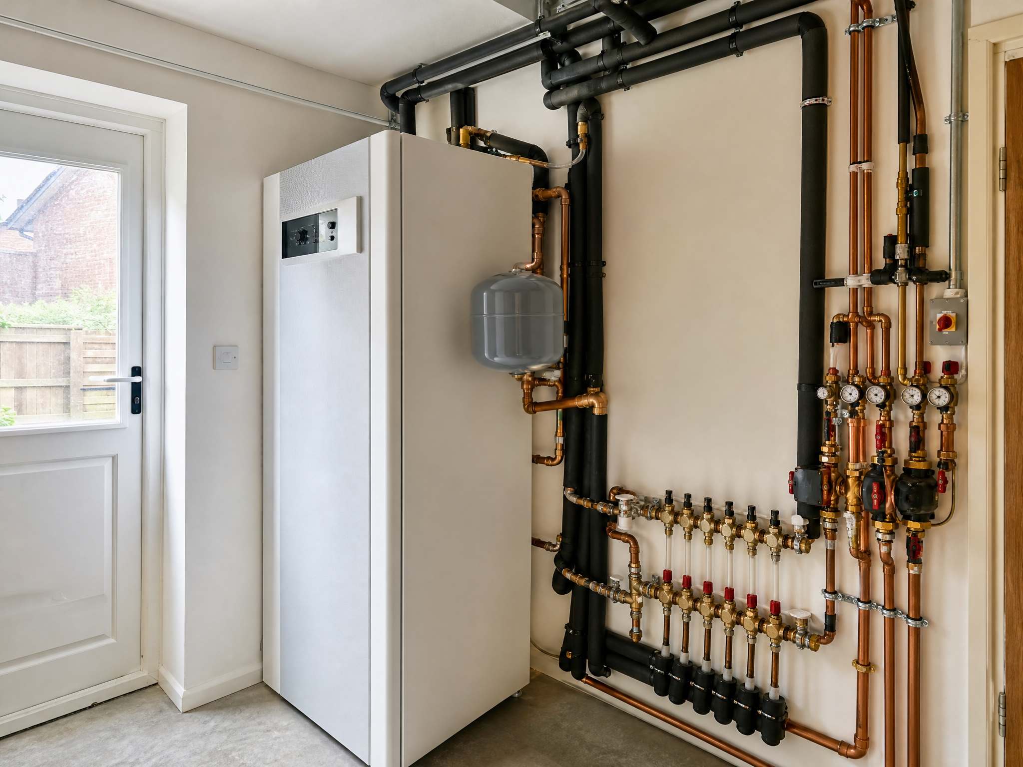 Completed heat pump servicing showing professional quality workmanship in a British home