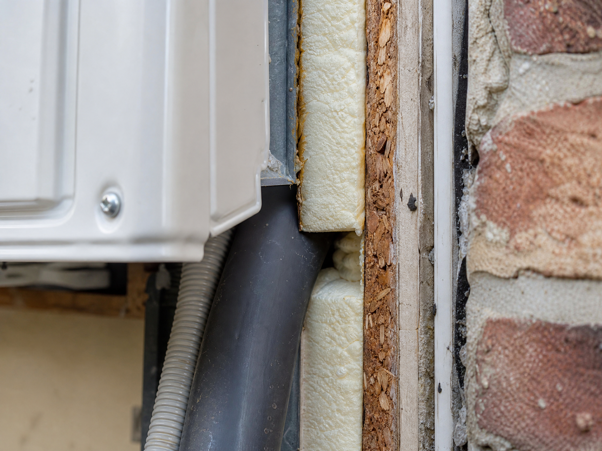 Close-up detail of materials and technique used in heat pump surveys — showing quality