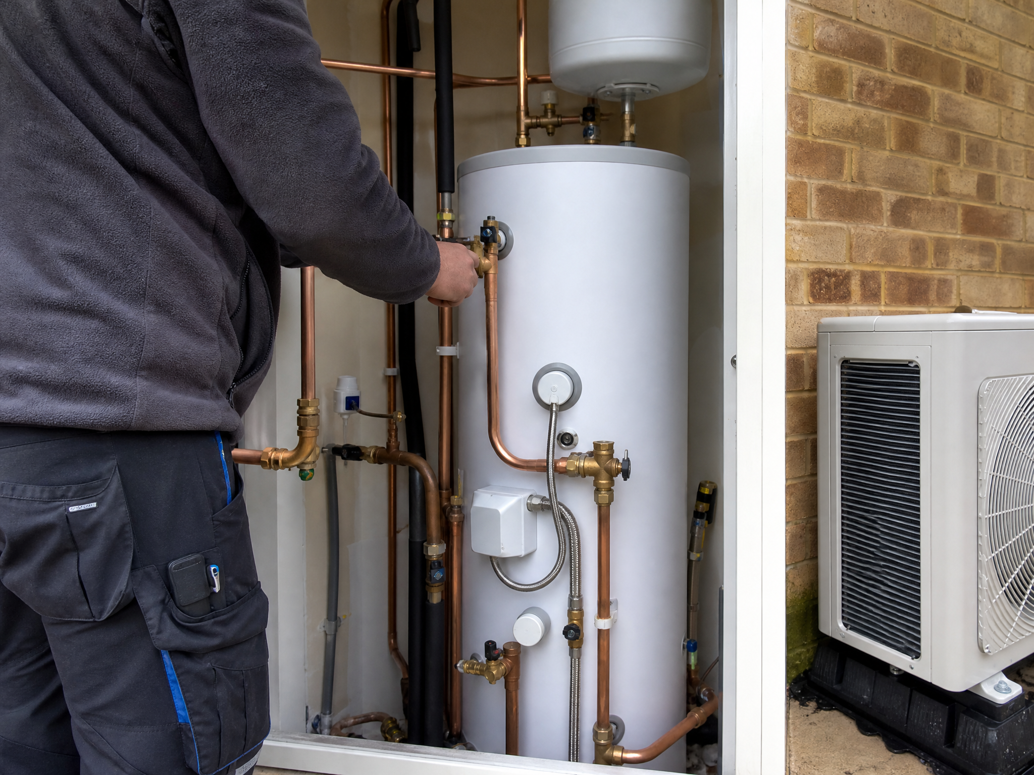 Close-up detail relevant to hot water cylinder installation — showing materials and installation technique