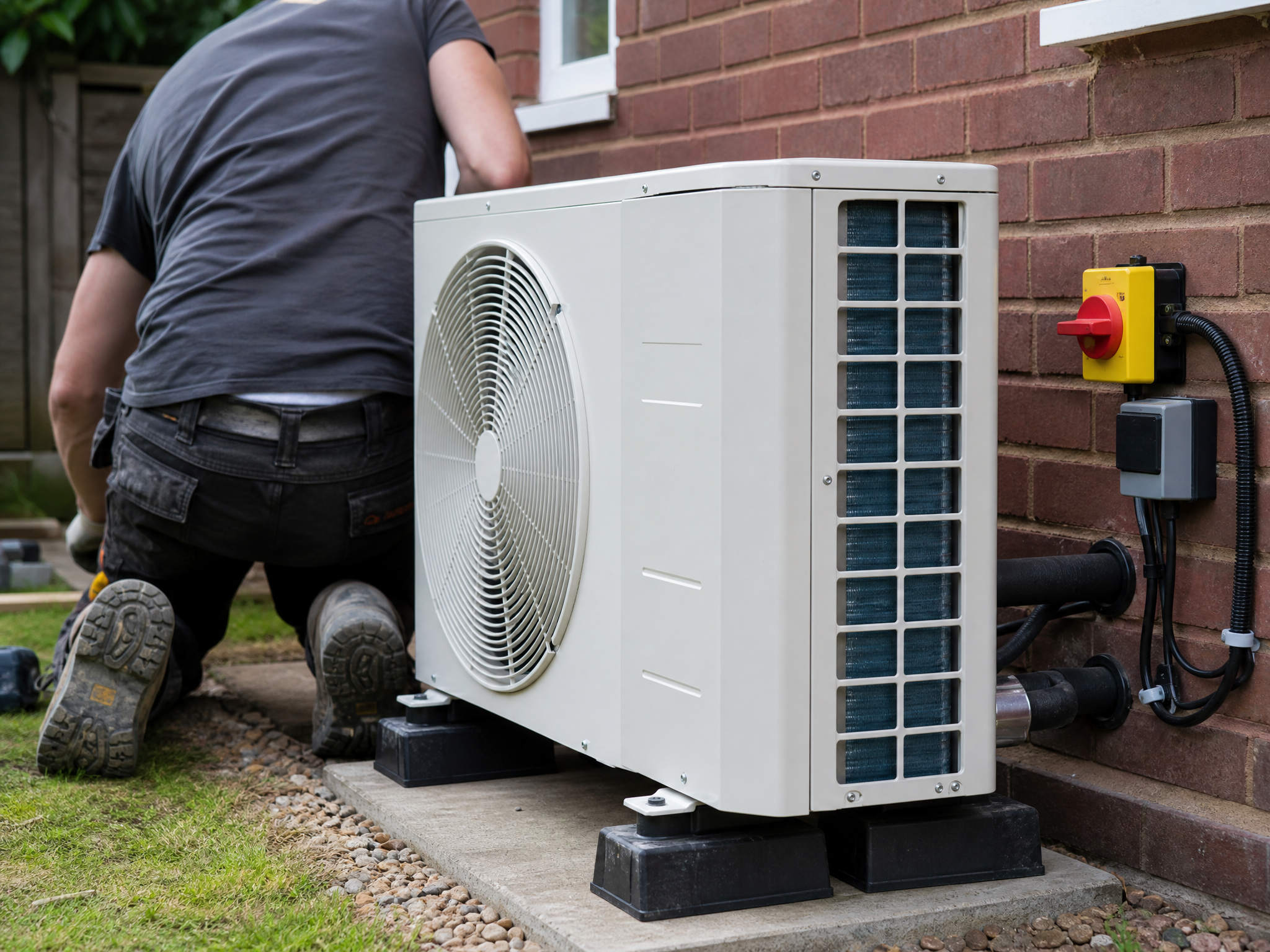 Close-up detail relevant to air source heat pump installation — showing materials and installation technique