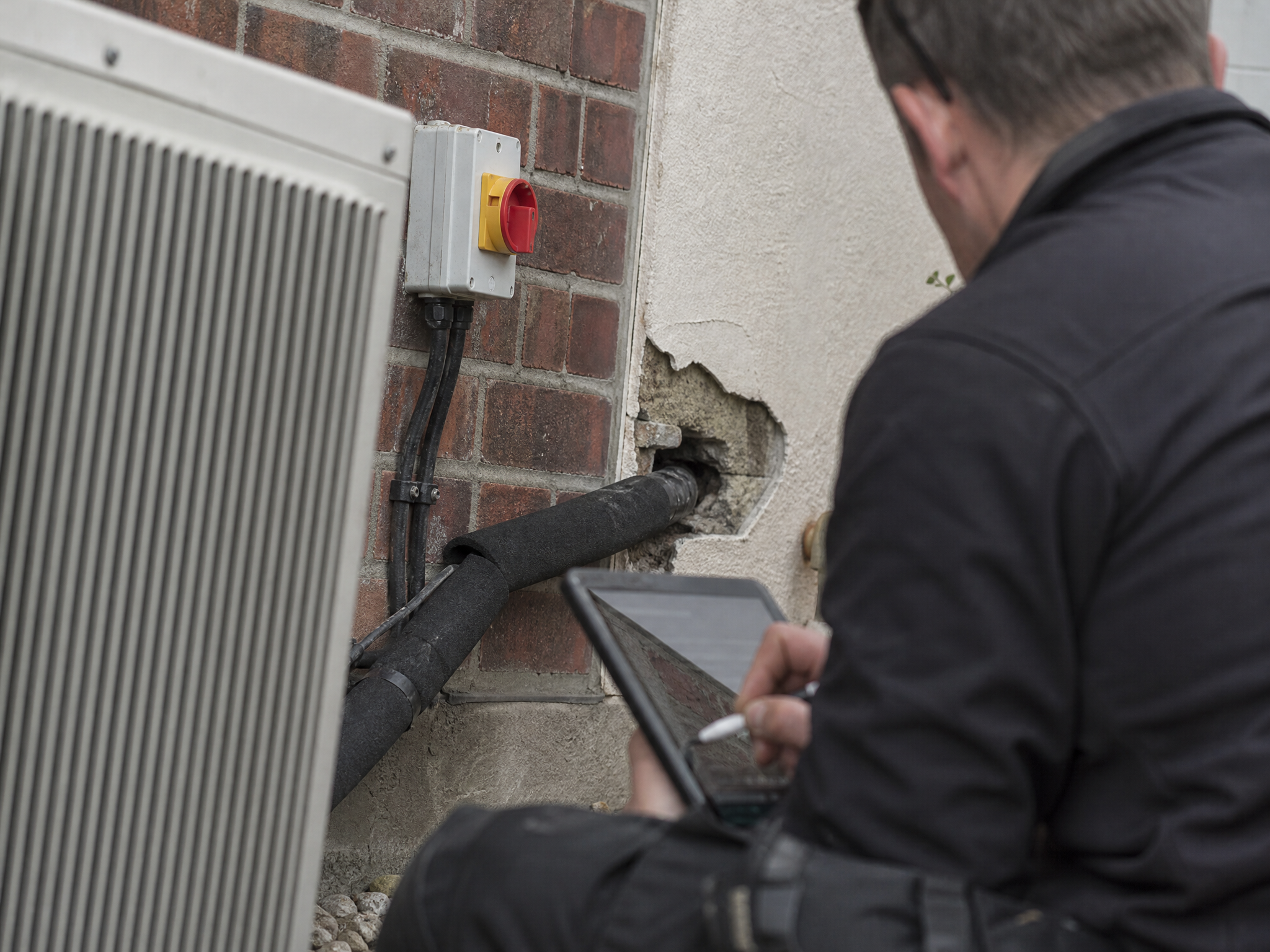 Close-up detail relevant to heat pump surveys — showing materials and installation technique